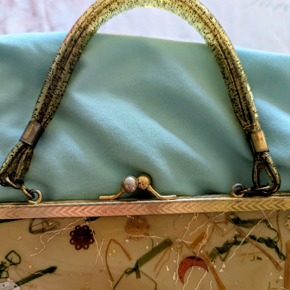 Vintage Plastic Confetti Purse & Matching Clutch Bag 1950s-60s - Picture 4 of 14